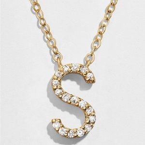 NEW BaubleBar “S” 14k Gold Vermeil Diamond Initial Pendant S